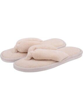 Women's Beige Indoor Memory Foam Soft Faux Fur Nonslip Open Toe Slipper Shoes